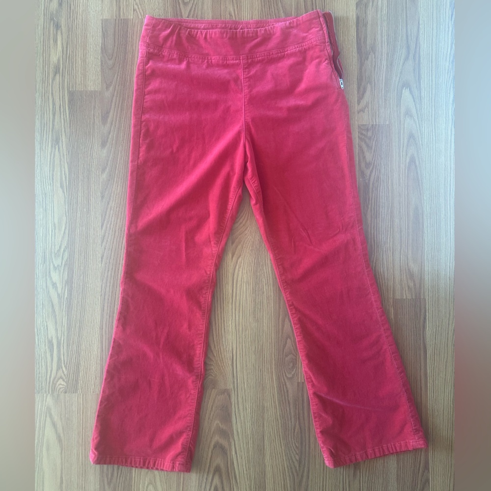 Free People In My Feelings Velvet Crop Slim Flare Pants Red Size Medium - Picture 3 of 9